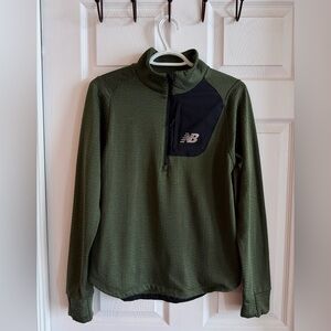 New Balance Men's Heat Grid Half Zip Running Top - Deep Olive